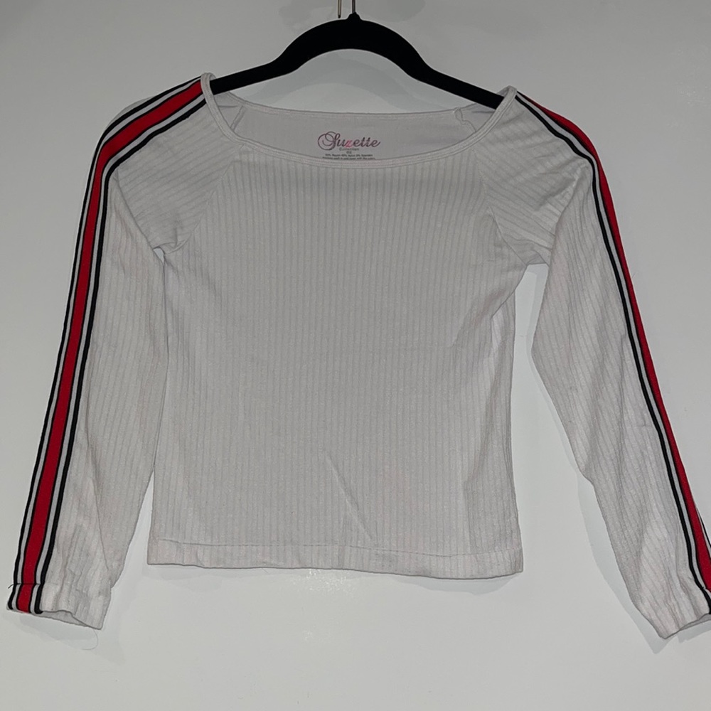 Suzette White Striped Top, One Size